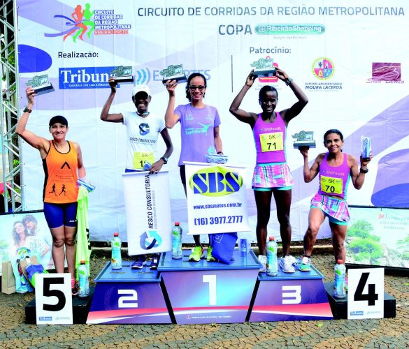 PÓDIO DOS CAMPEÕES gerais da prova no masculino e feminino