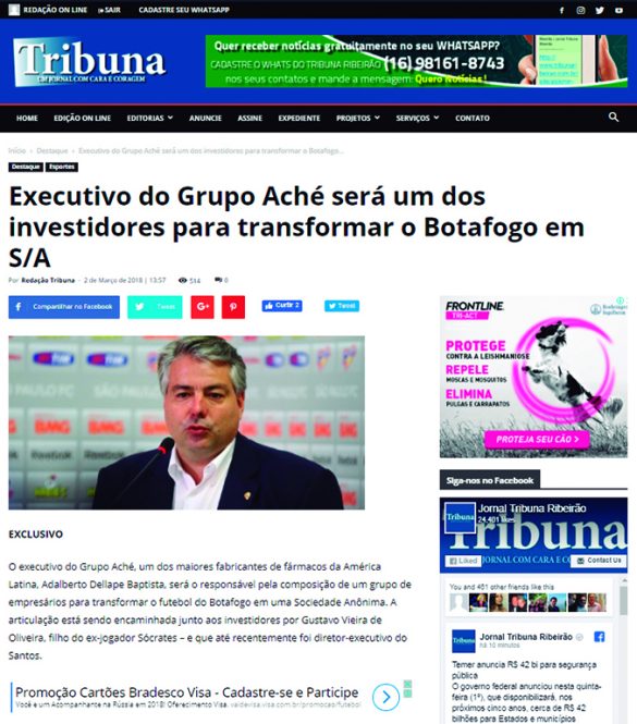 Jornalismo são os links mais acessados no Portal Tribuna Ribeirão