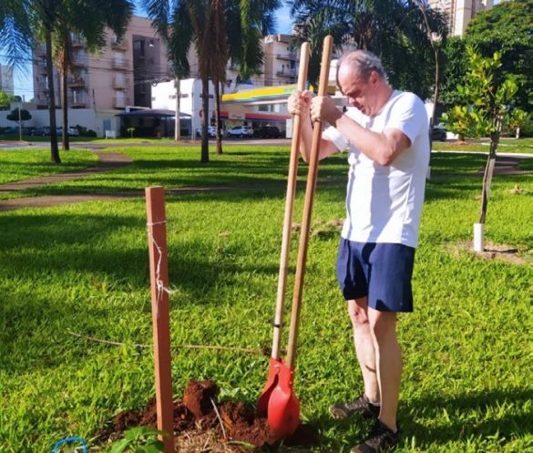 Ajudando o planeta: o rotariano José Rodini Luiz gosta de plantar árvores nas manhãs de domingo