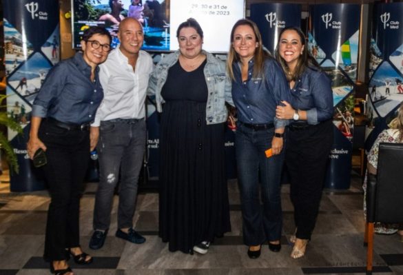 Recebendo os agentes de viagem com muita alegria, marca do MED: Marco Oliva e a equipe Club Med (Fernanda Dominicis, Adria­ne Costa e Natália Bianco) - FOTOS: ELZA ROSSATO